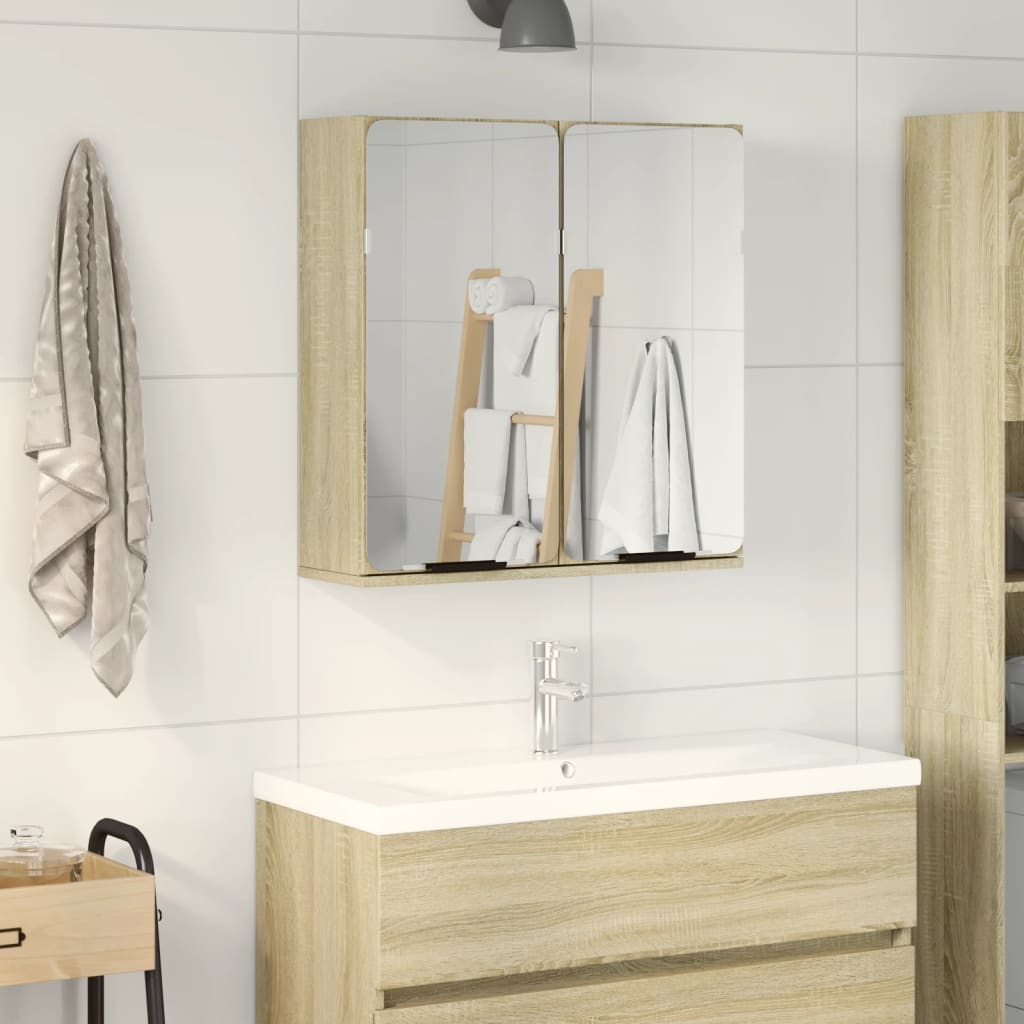 Bathroom mirror cabinet Sonoma oak 64.5x20x66.5 cm wood material