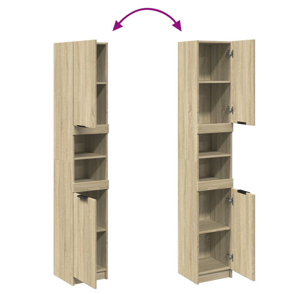 Bathroom Cabinet Sonoma Oak 32x34x188.5 cm Wood Material