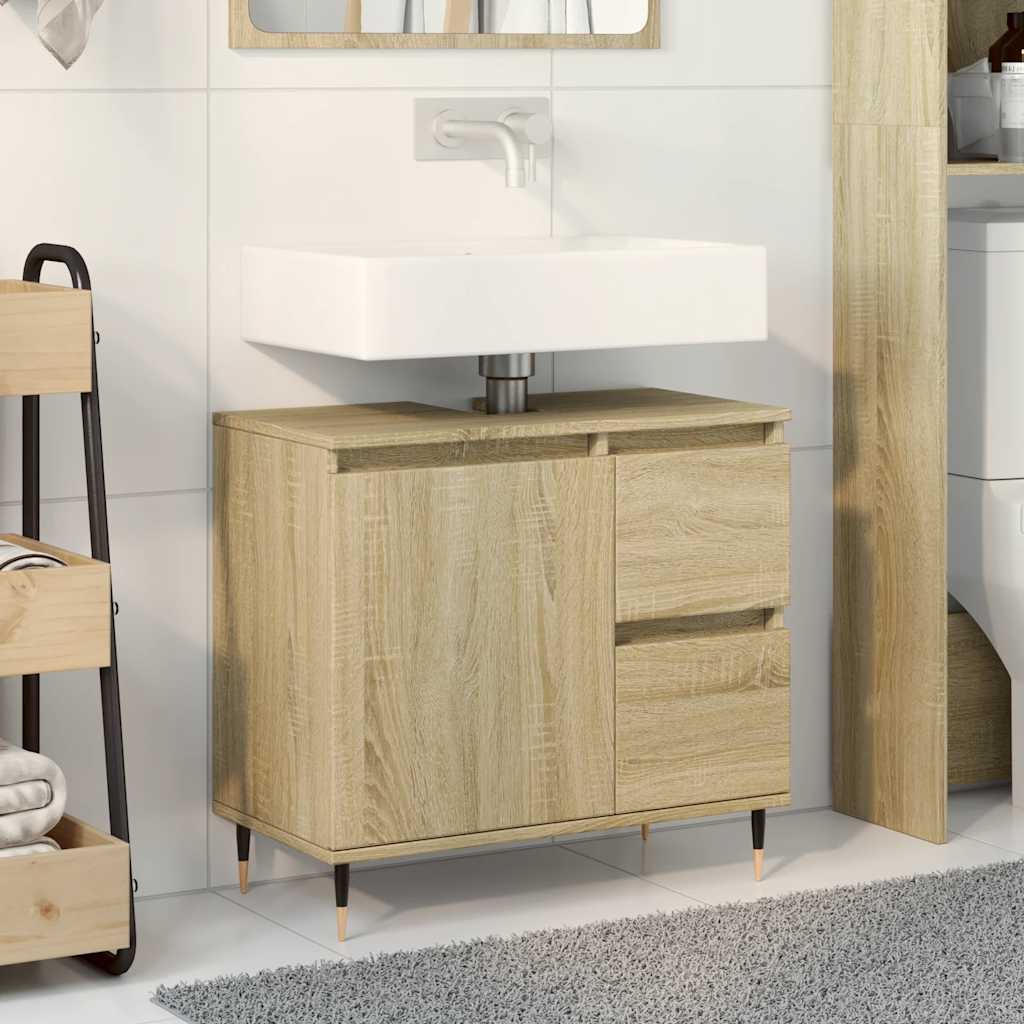 Bathroom Cabinet Sonoma Oak 65x33x60 cm Wood Material