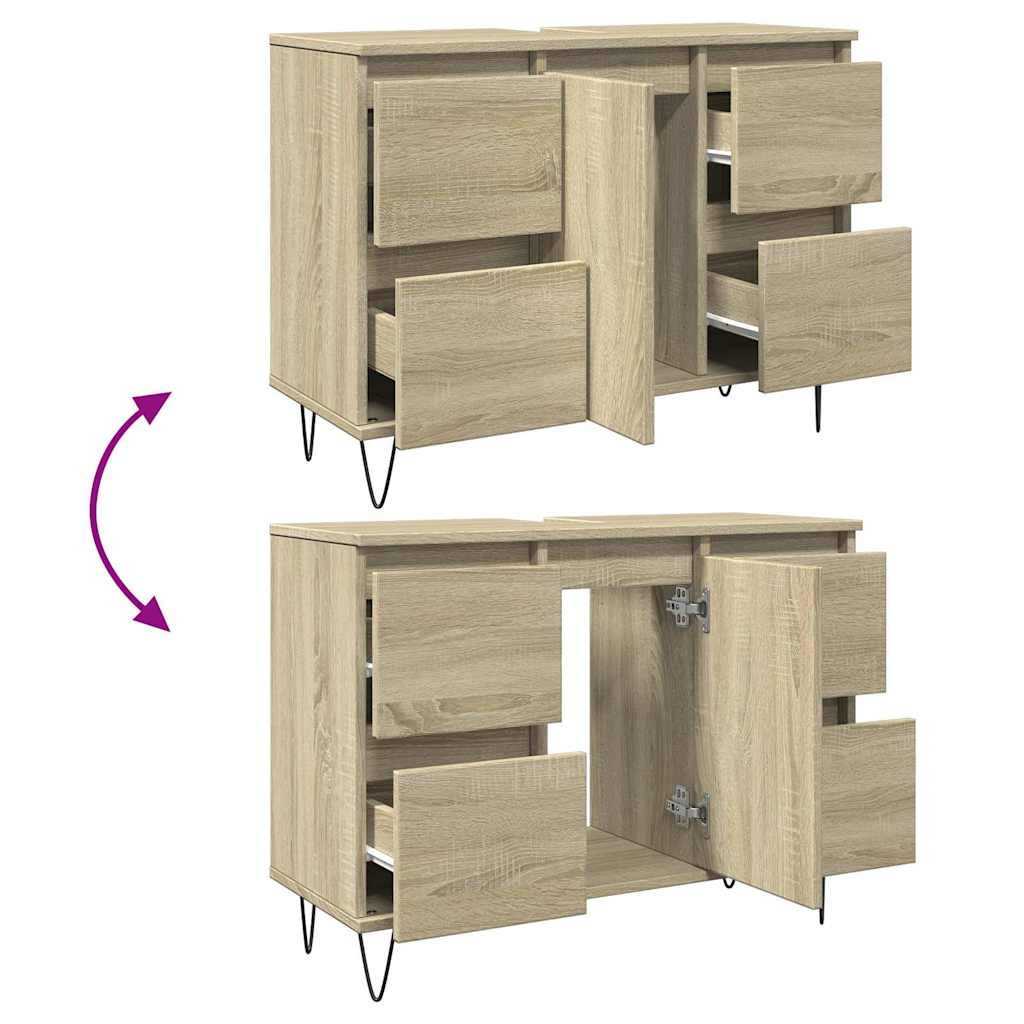 Bathroom Cabinet Sonoma Oak 80x33x60 cm Wood Material