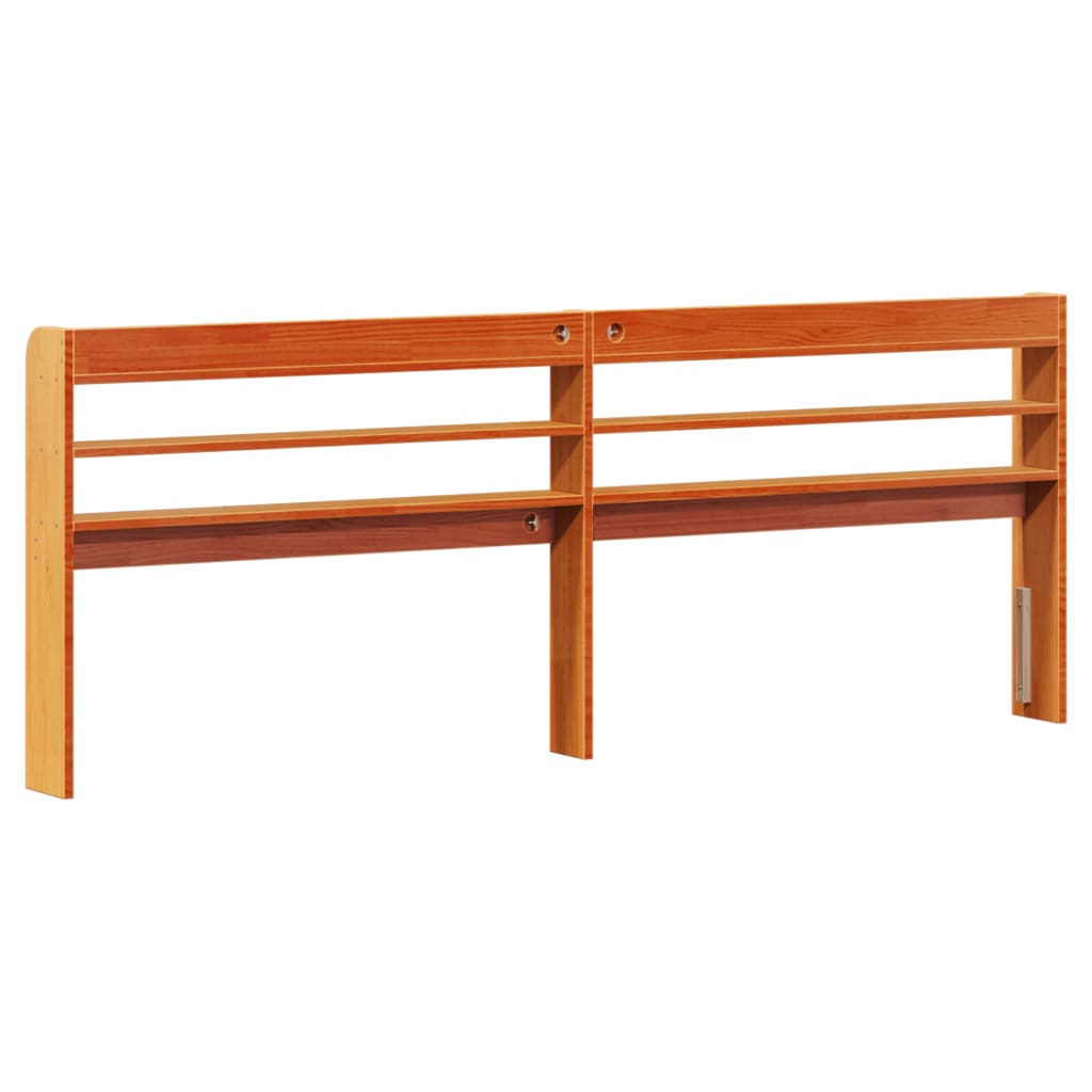 Headboard with shelves wax brown 180 cm solid pine