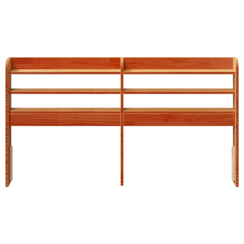 Headboard with shelves wax brown 120 cm solid pine