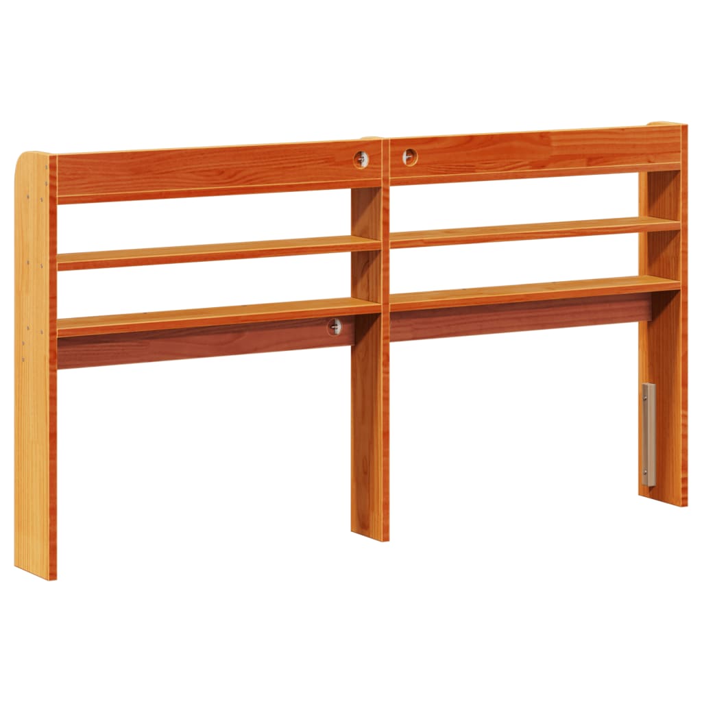 Headboard with shelves wax brown 120 cm solid pine