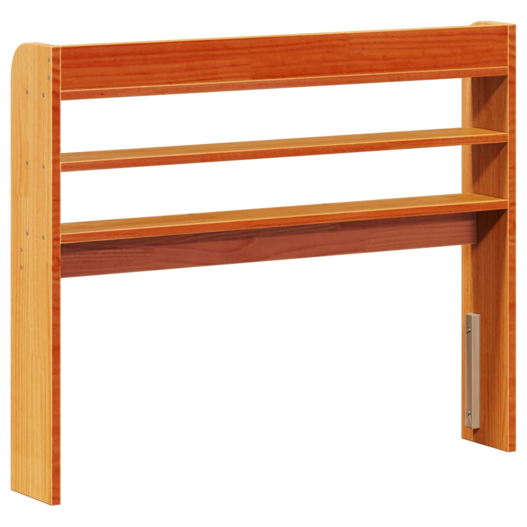 Headboard with shelves wax brown 100 cm solid pine