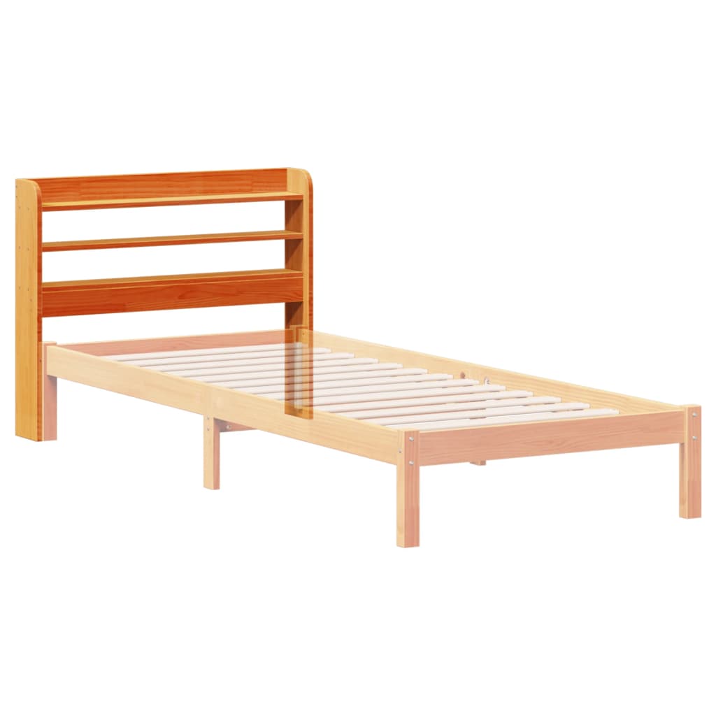 Headboard with shelves wax brown 100 cm solid pine