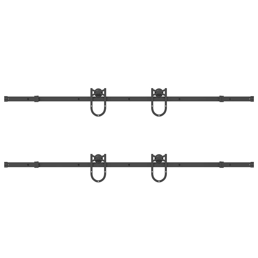 Schiebetürbeschlag-Set 200 cm Stahl Schwarz