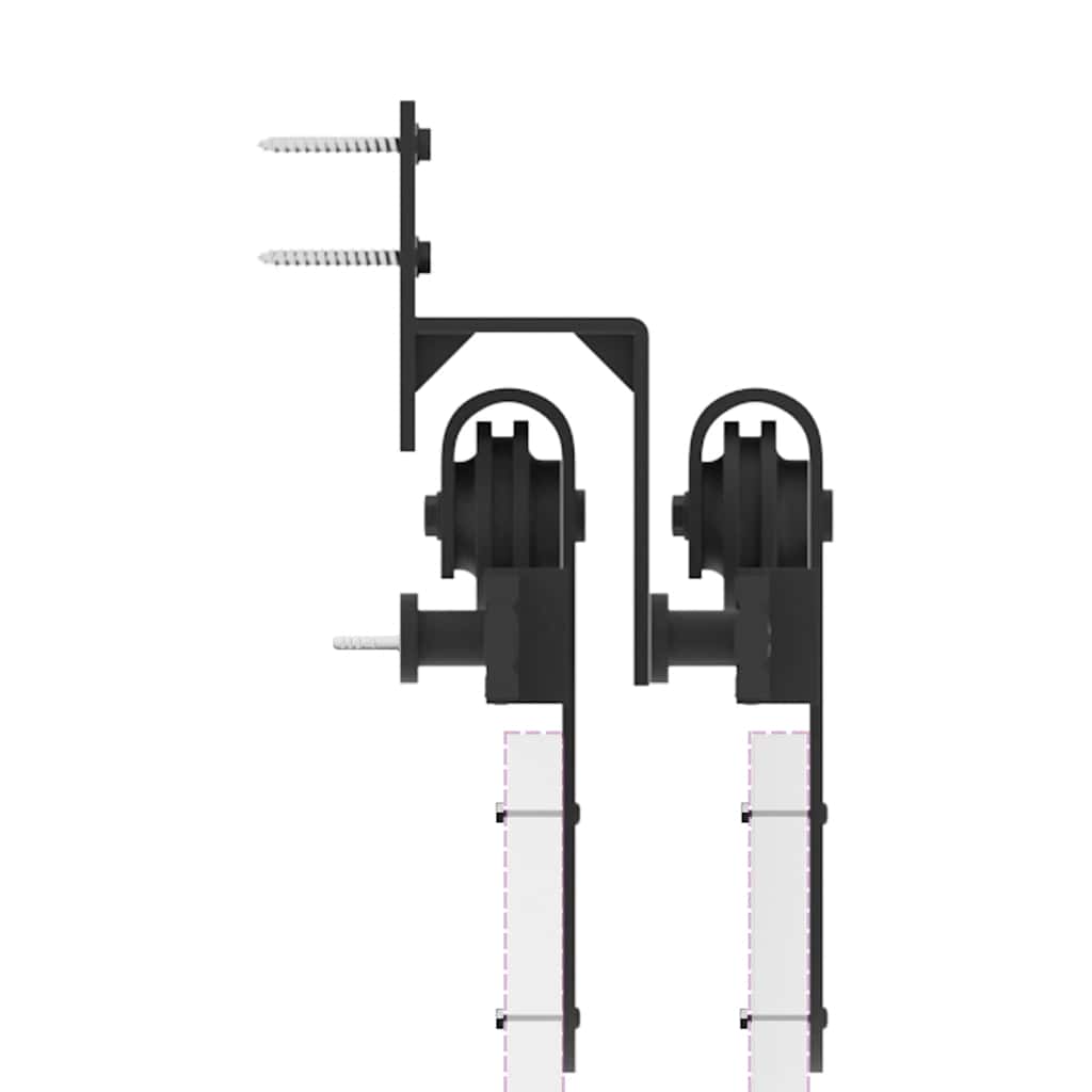Schiebetürbeschlag-Set 366 cm Stahl Schwarz