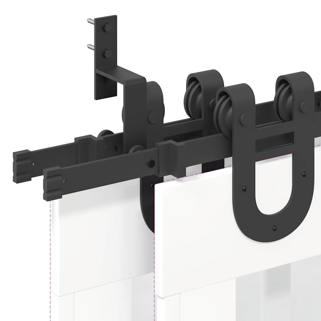 Schiebetürbeschlag-Set 366 cm Stahl Schwarz