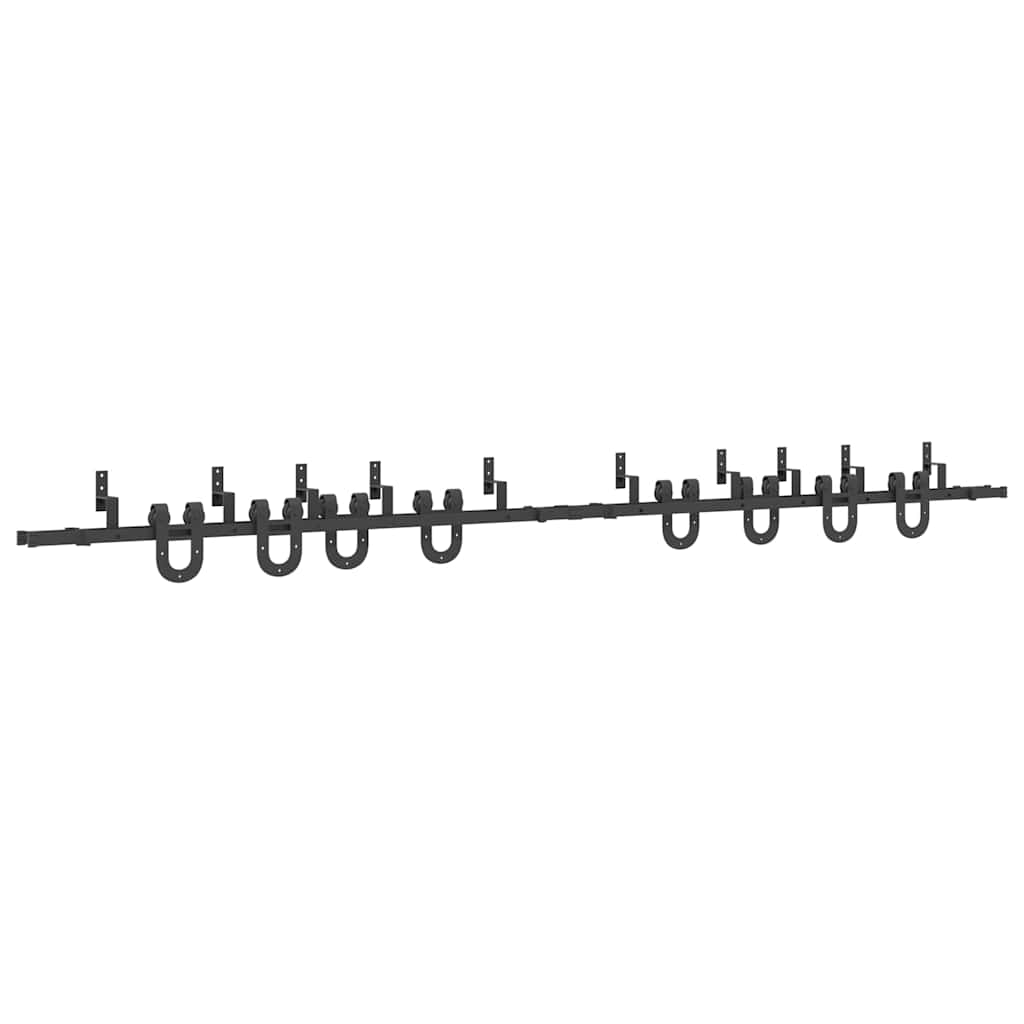 Schiebetürbeschlag-Set 400 cm Stahl Schwarz