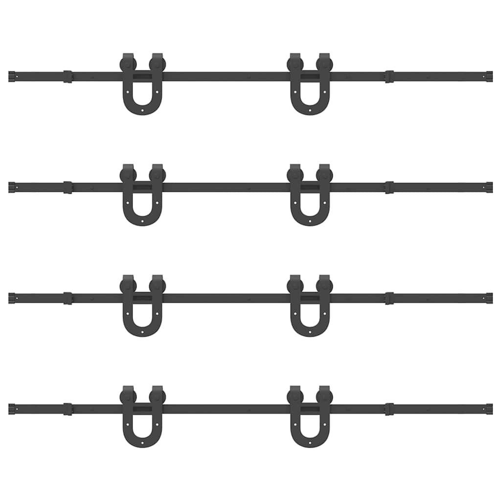 Schiebetürbeschlag-Set 400 cm Stahl Schwarz