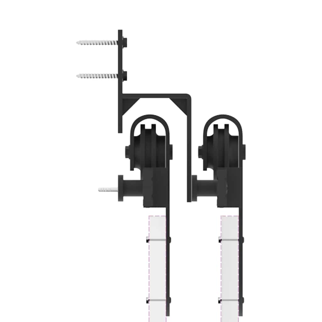 Schiebetürbeschlag-Set 400 cm Stahl Schwarz