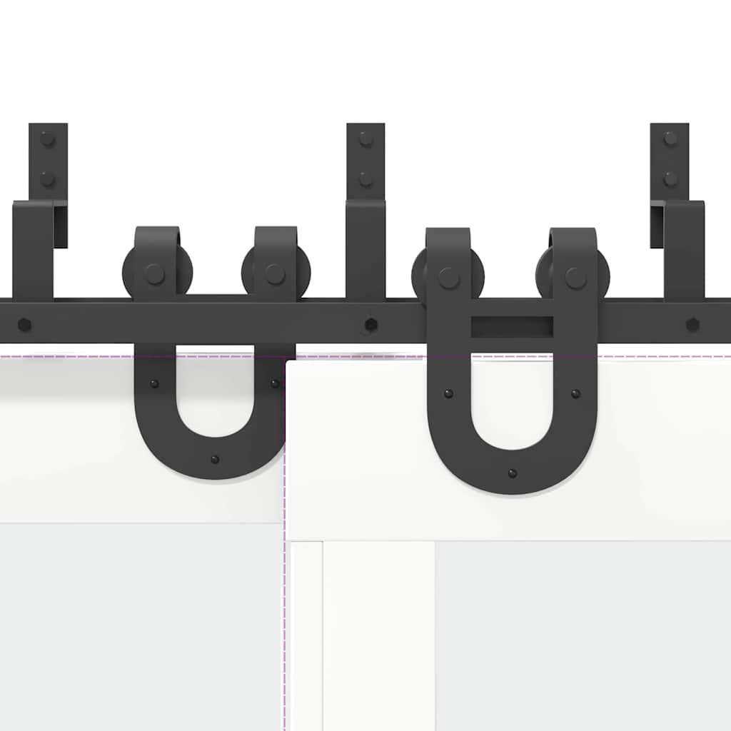 Schiebetürbeschlag-Set 400 cm Stahl Schwarz