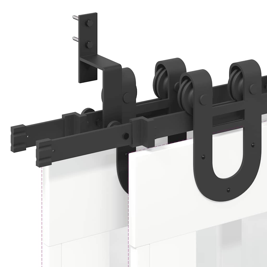 Schiebetürbeschlag-Set 400 cm Stahl Schwarz