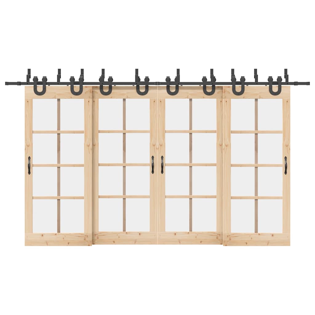 Schiebetürbeschlag-Set 400 cm Stahl Schwarz