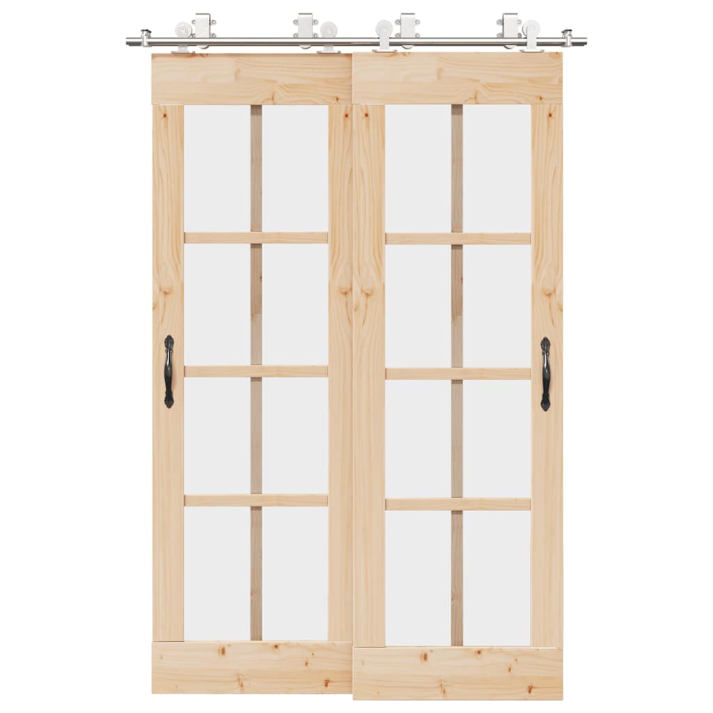 Schiebetür-Beschlagsatz 183 cm Edelstahl Silbern
