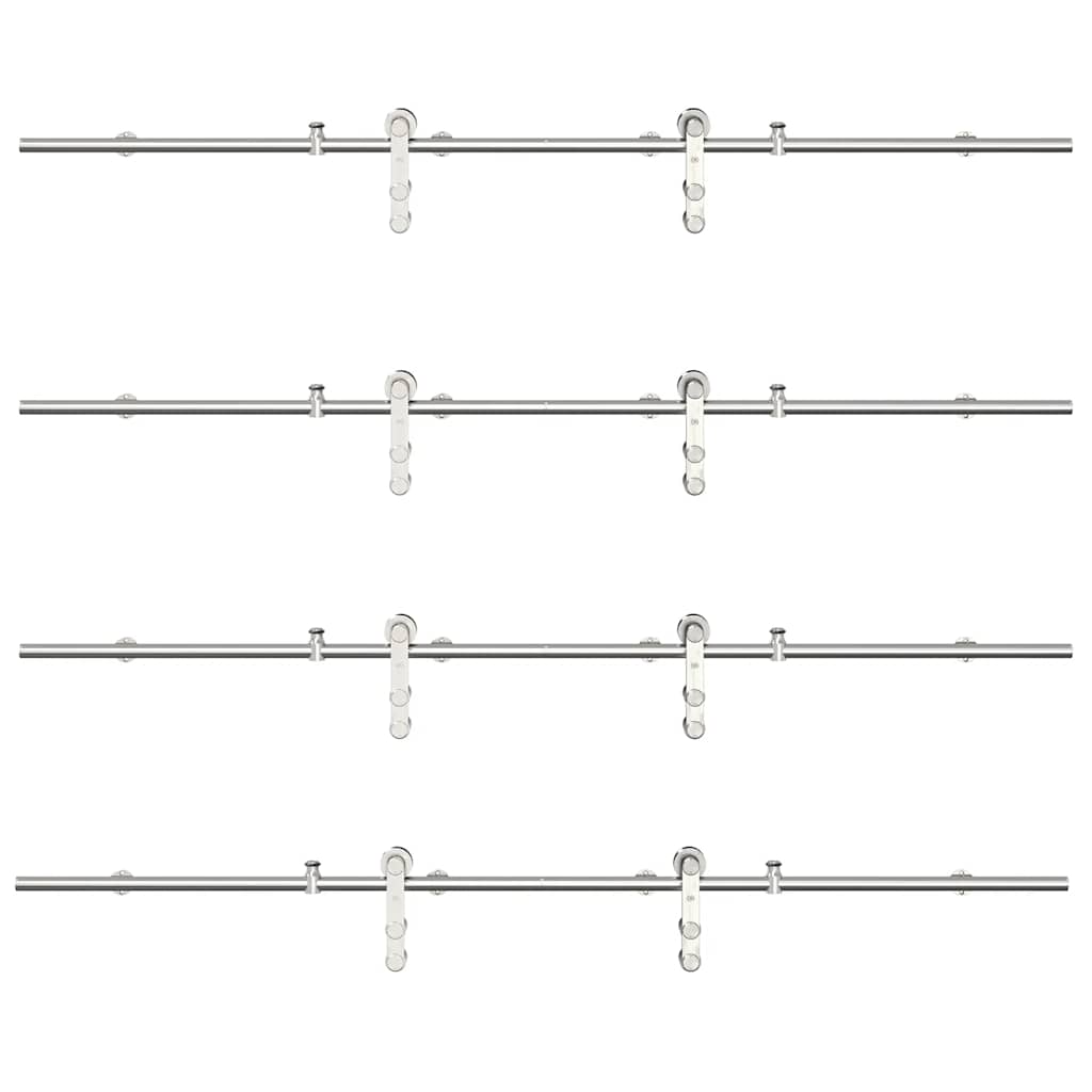 Schiebetür-Beschlagsatz 366 cm Edelstahl Silbern