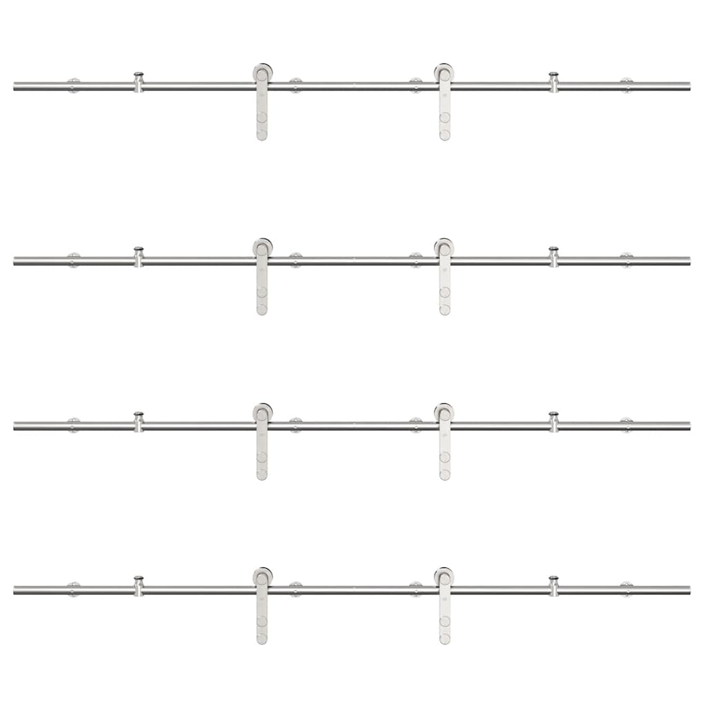 Schiebetür-Beschlagsatz 400 cm Edelstahl Silbern