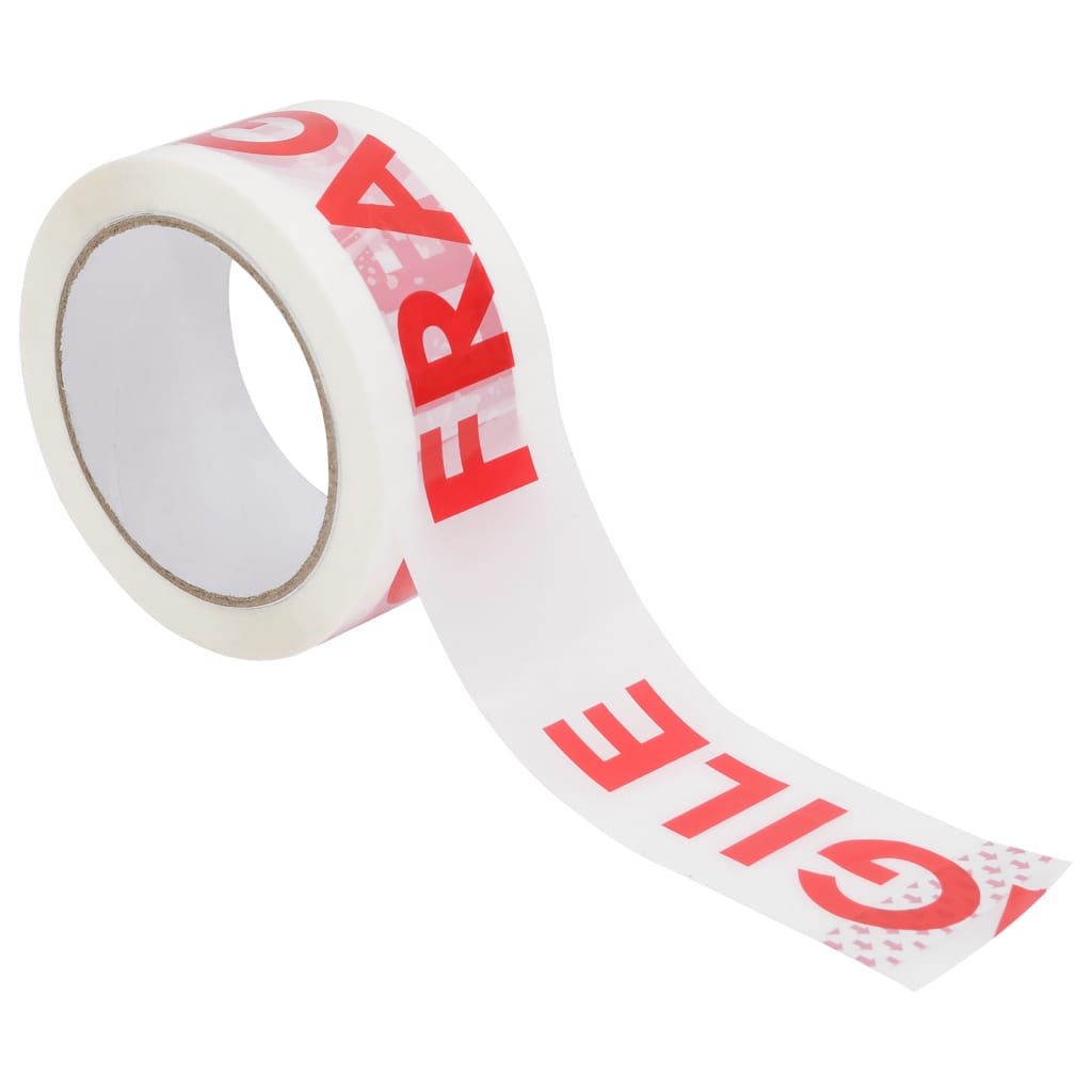 Paketklebeband 12 Stk. FRAGILE Aufdruck Weiß 48 mm x 66 m