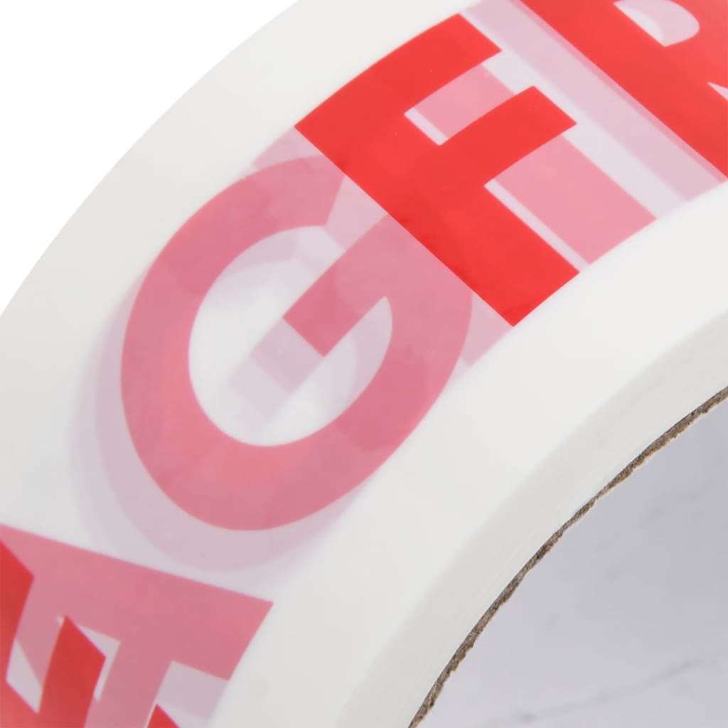 Paketklebeband 12 Stk. FRAGILE Aufdruck Weiß 48 mm x 66 m