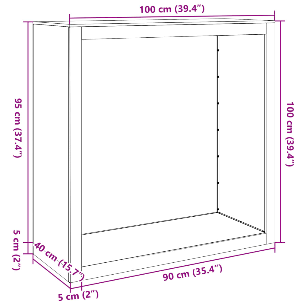 Firewood rack 100x40x100 cm Galvanized steel