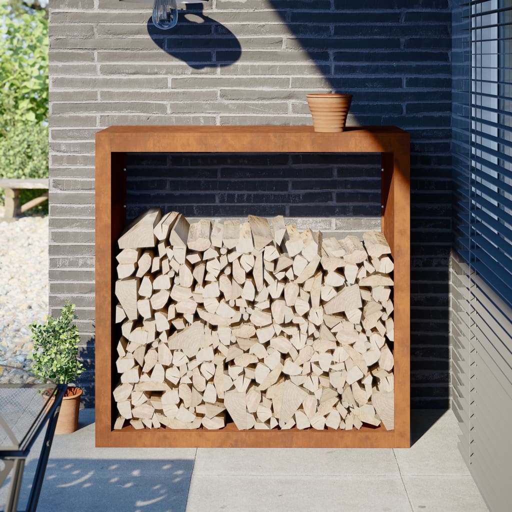 Brennholzregal 100x40x100 cm Wetterfester Stahl