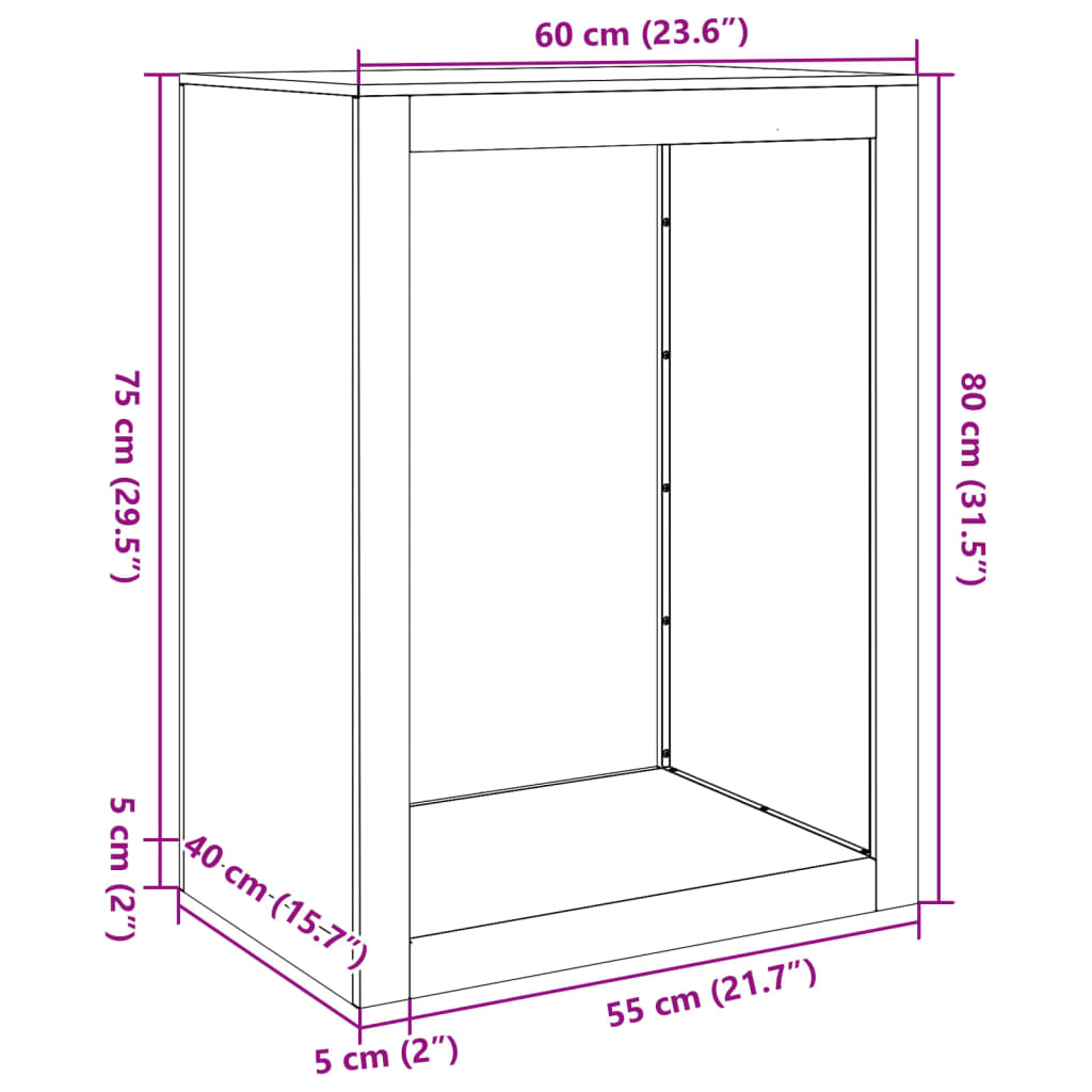 Firewood rack 60x40x80 cm stainless steel