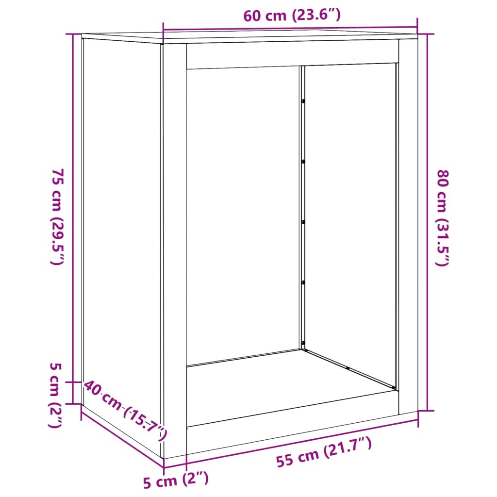 Brennholzregal 60x40x80 cm Wetterfester Stahl