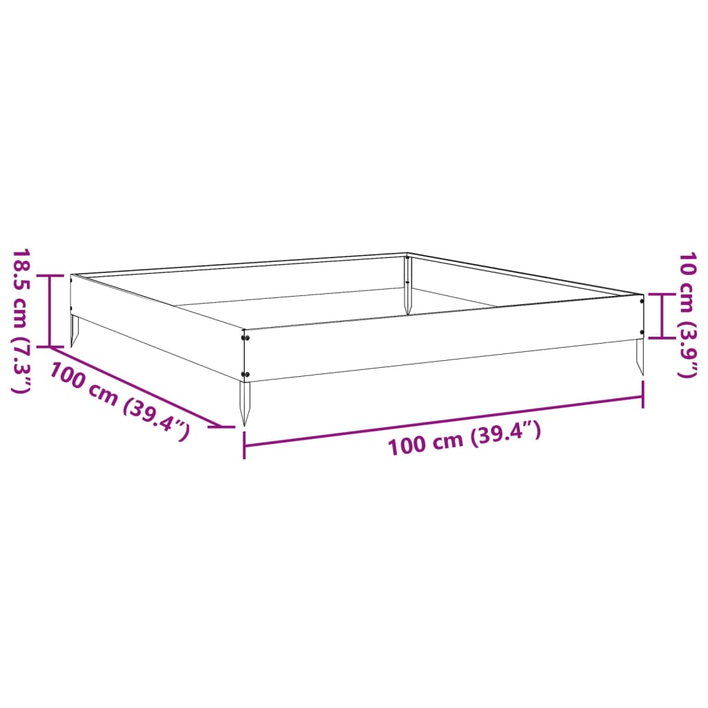 Raised Bed Black 100x100x18.5 cm Steel