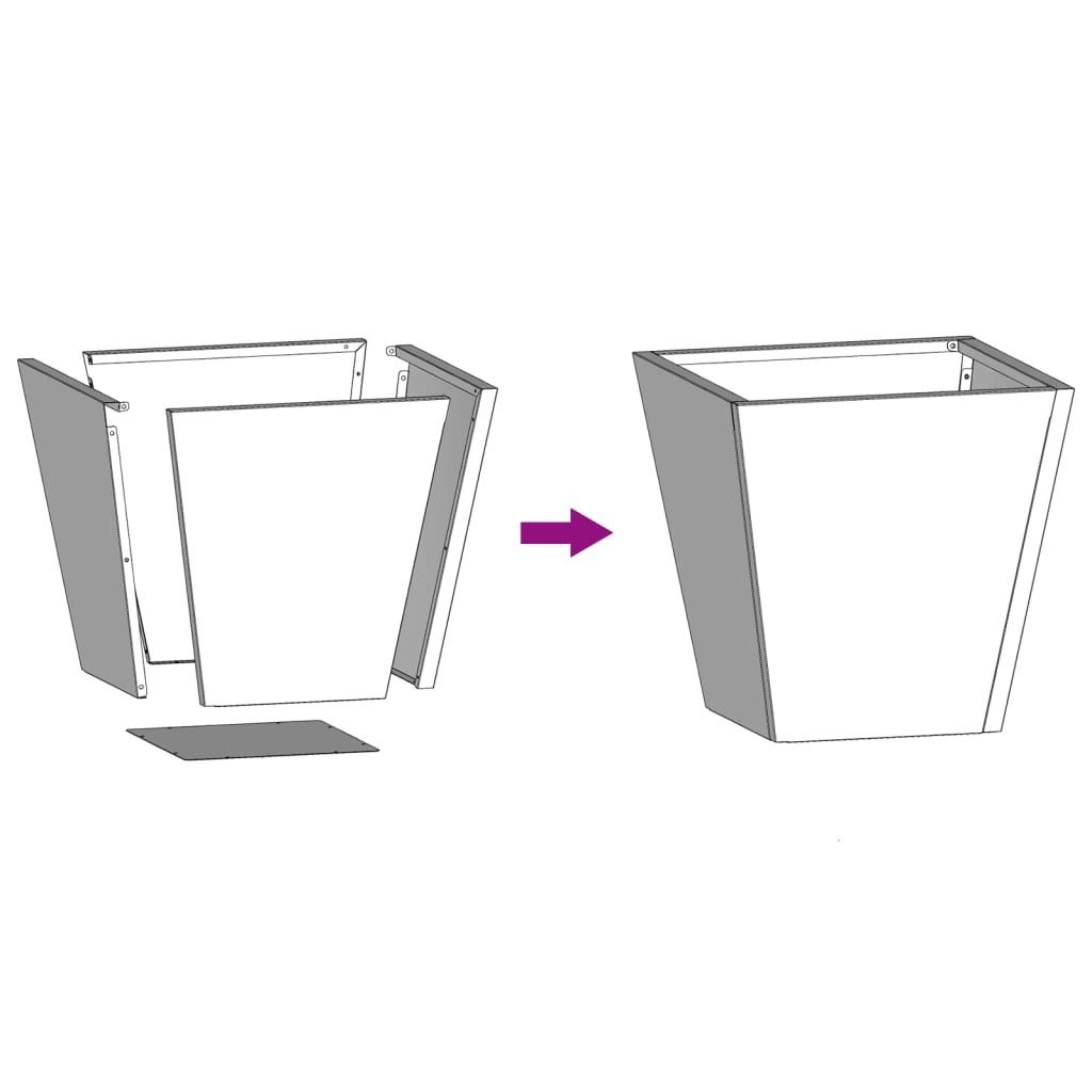 Plant Pot Anthracite 30x30x30 Steel