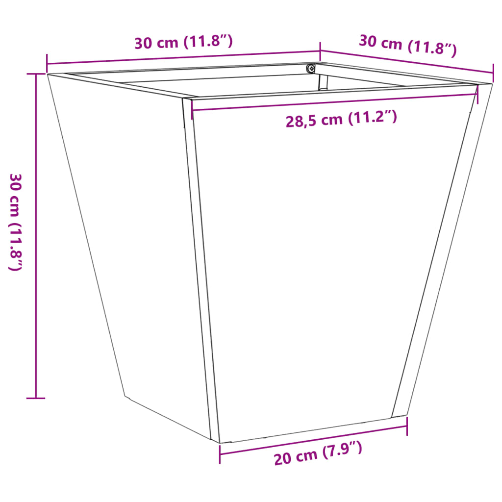 Plant Pot Anthracite 30x30x30 Steel