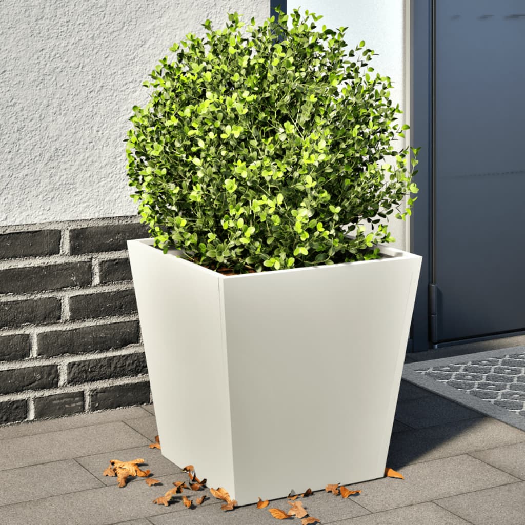Plant Pot 2 pcs. White 40x40x40 cm Steel