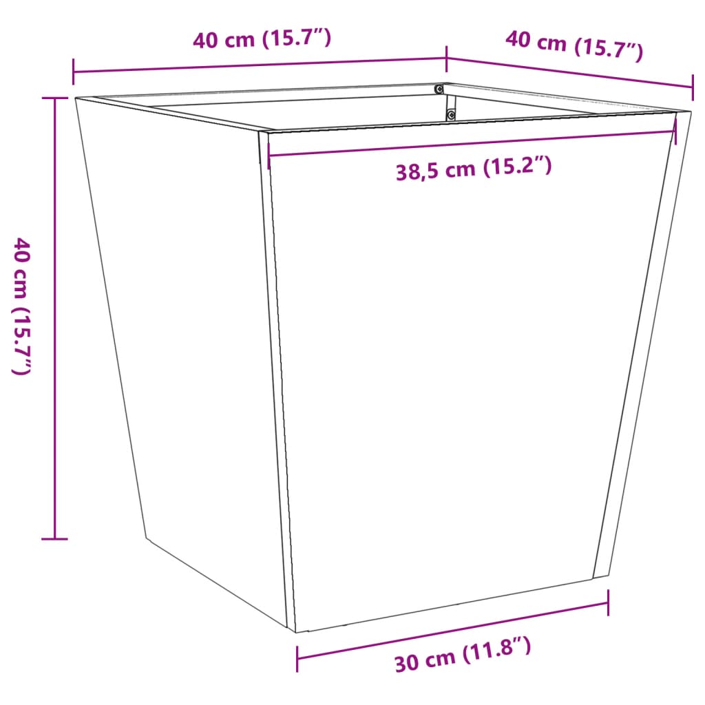 Plant pot 40x40x40 cm stainless steel