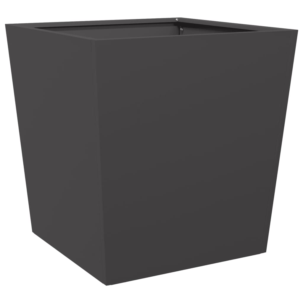 Plant Pot 2 Pcs Black 50x50x50 cm Steel