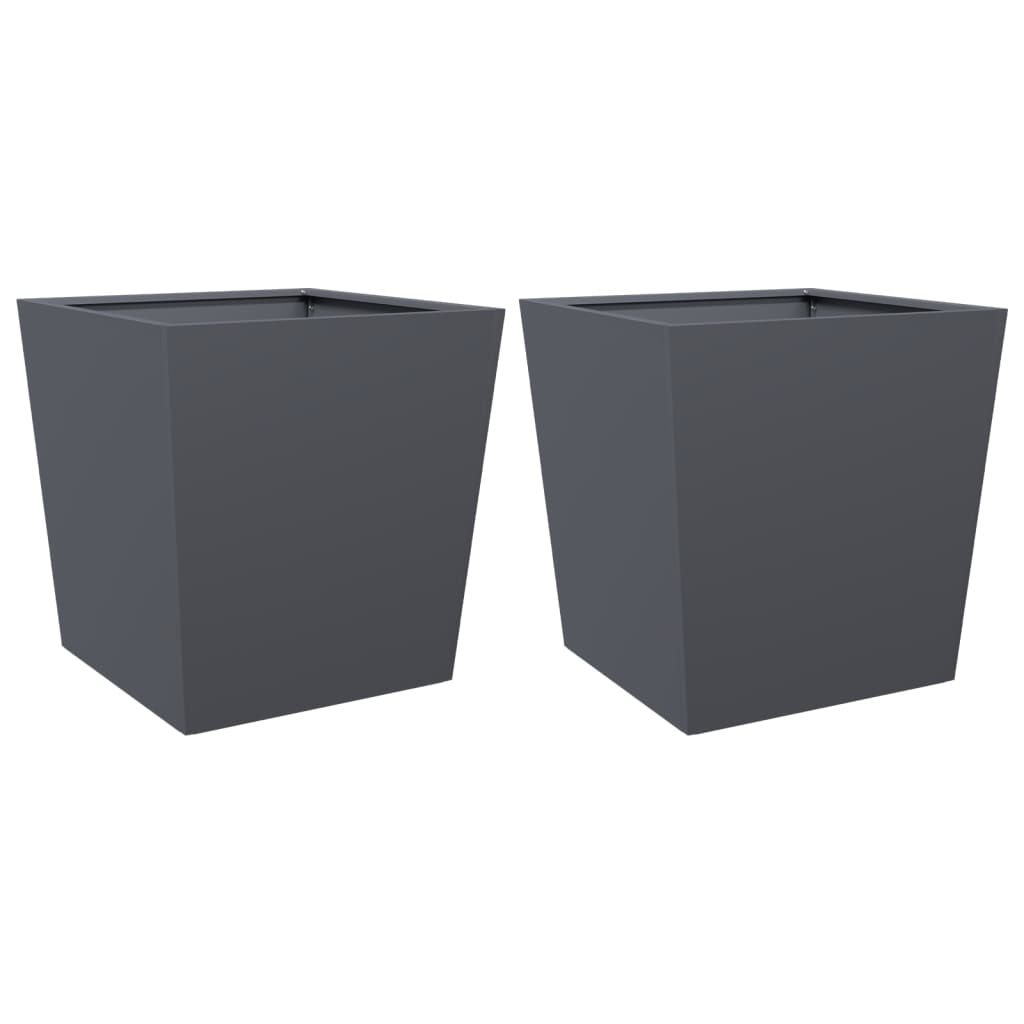 Plant pot 2 pcs. Anthracite 50x50x50 steel