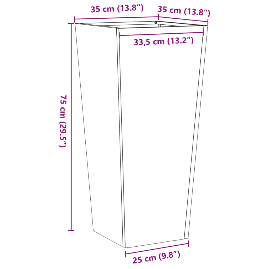 Plant Pot Olive Green 35x35x75 cm Steel