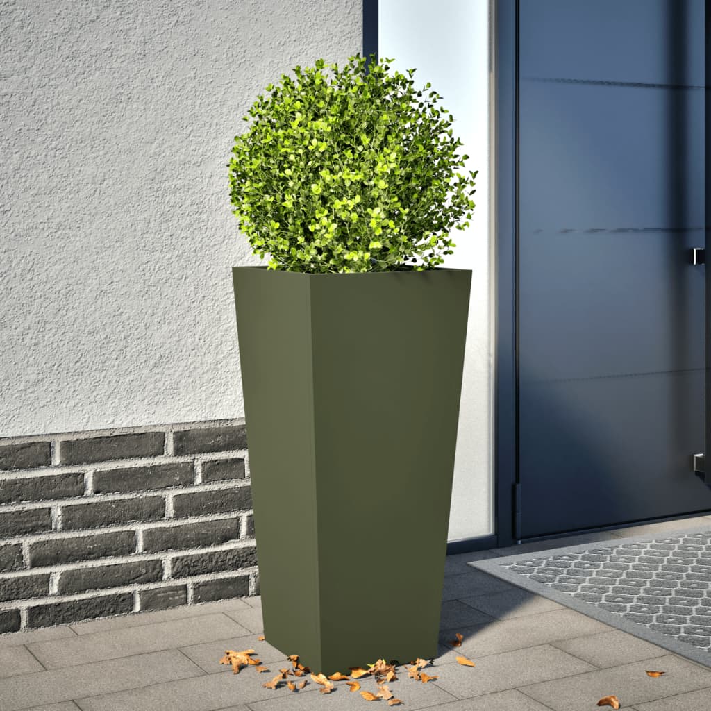 Plant Pot Olive Green 35x35x75 cm Steel