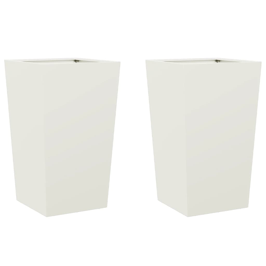 Plant pot 2 pcs. White 45x45x75 cm Steel