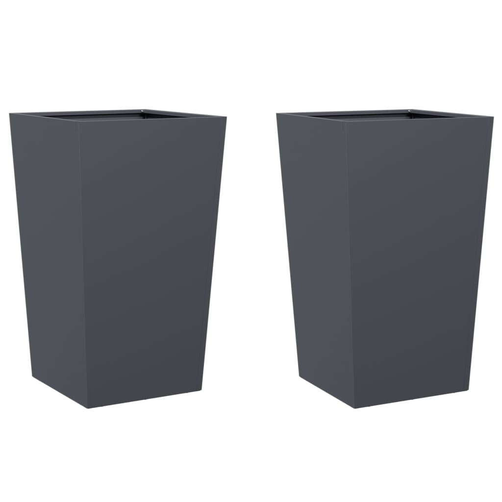 Plant pot 2 pcs. Anthracite 45x45x75 cm steel