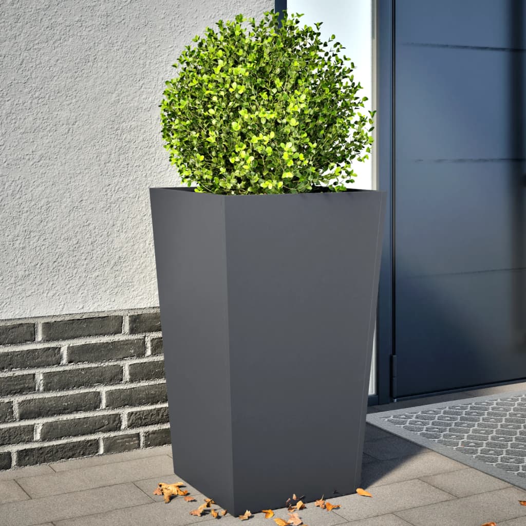 Plant pot 2 pcs. Anthracite 45x45x75 cm steel