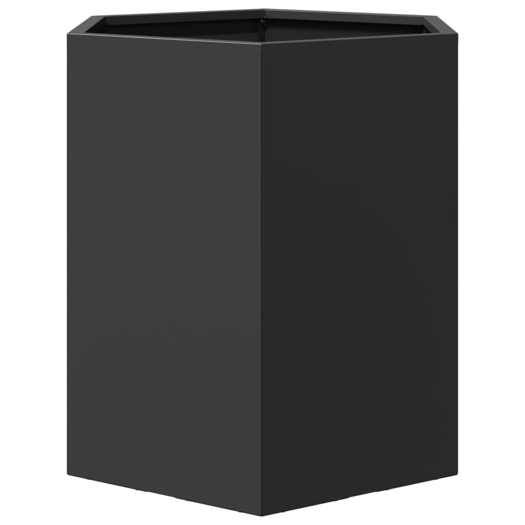 Garten-Pflanzgefäße 2 Stück Schwarz Sechseckig 46x40x45 Stahl