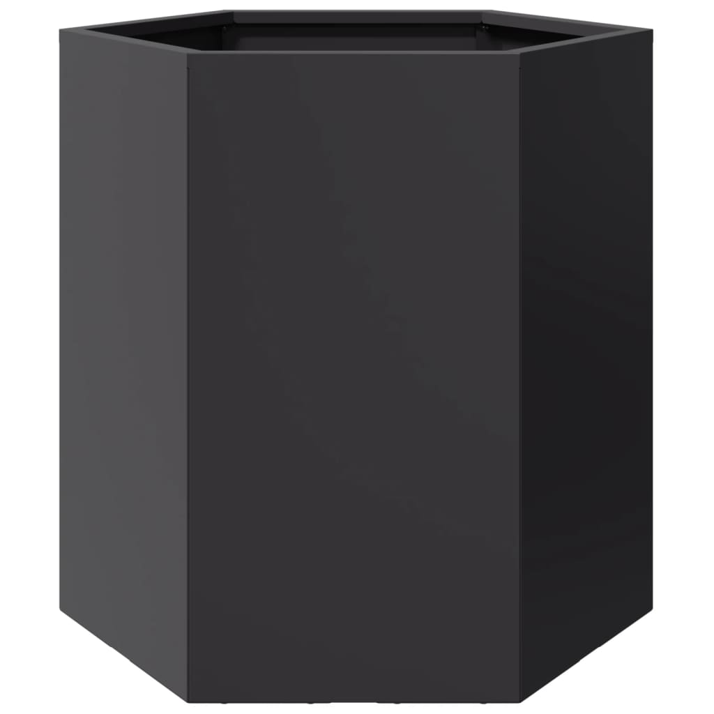 Garten-Pflanzgefäße 2 Stück Schwarz Sechseckig 46x40x45 Stahl