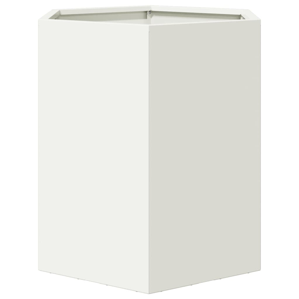 Plant Pot White Hexagonal 46x40x45 Steel