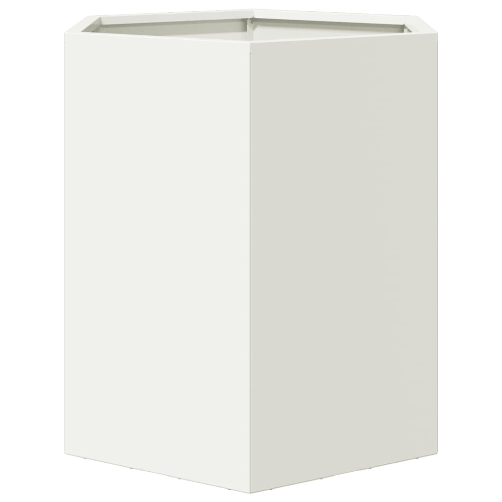 Plant Pot White Hexagonal 46x40x45 Steel