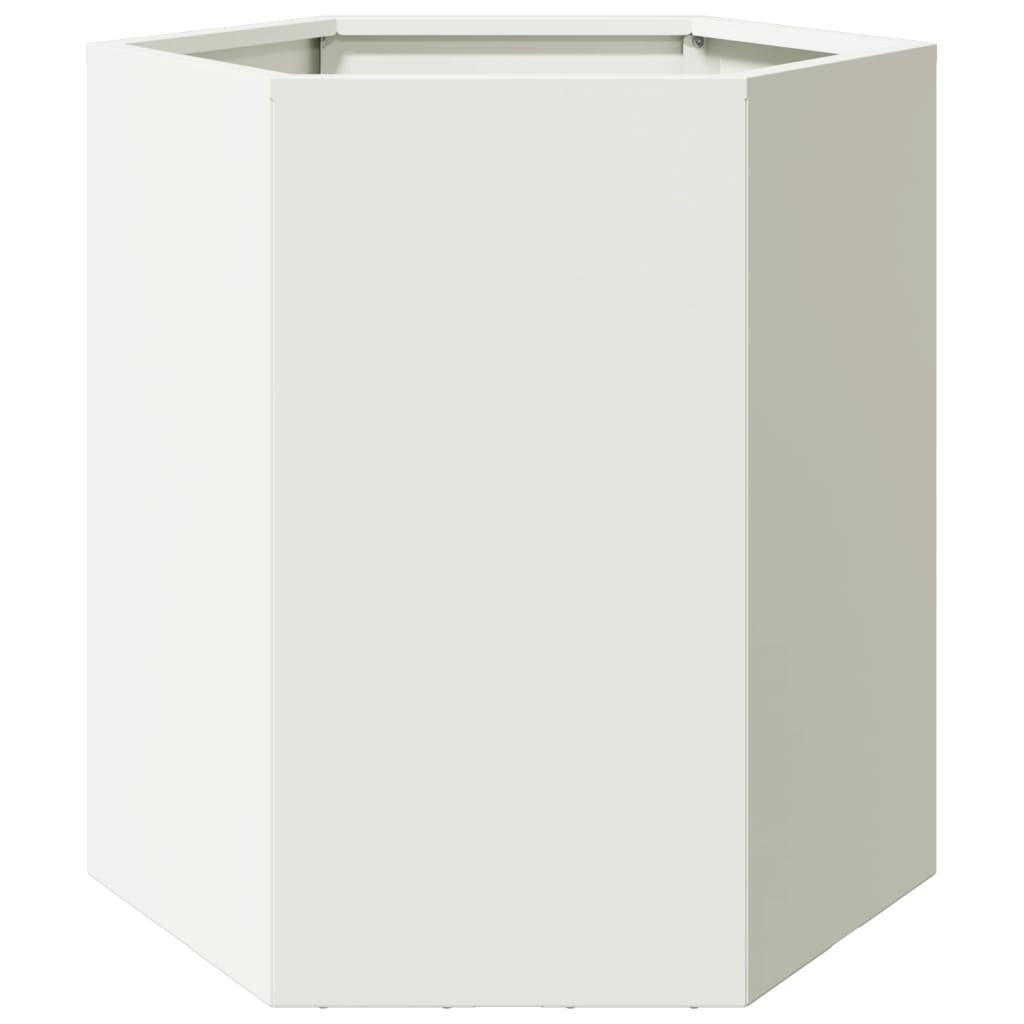 Garten-Pflanzgefäße 2 Stück Weiß Sechseckig 46x40x45 Stahl