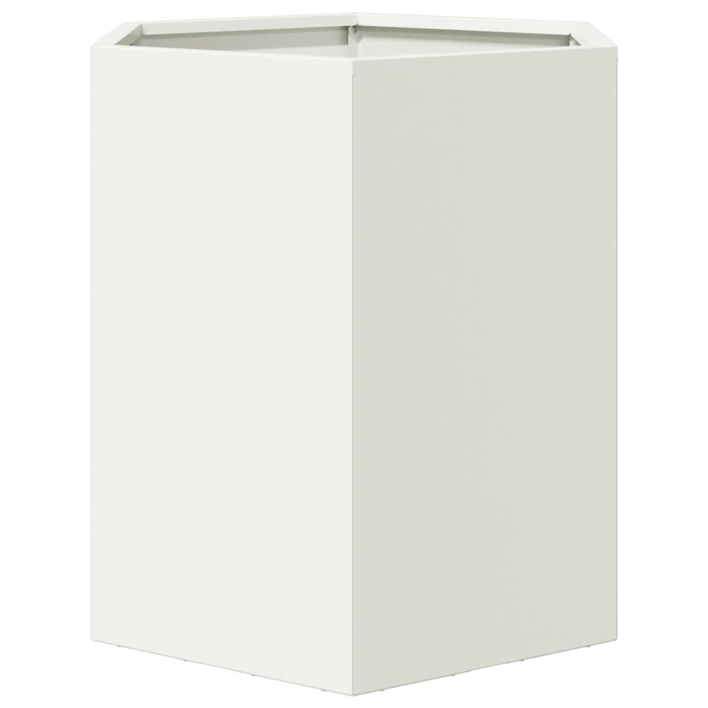 Garten-Pflanzgefäße 2 Stück Weiß Sechseckig 46x40x45 Stahl