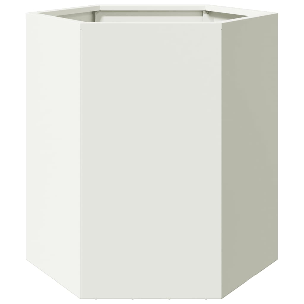 Garten-Pflanzgefäße 2 Stück Weiß Sechseckig 46x40x45 Stahl