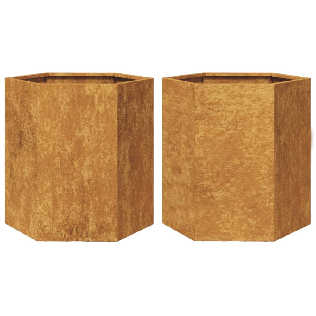 Plant pot 2 pcs. Hexagonal 46x40x45 cm Weatherproof steel