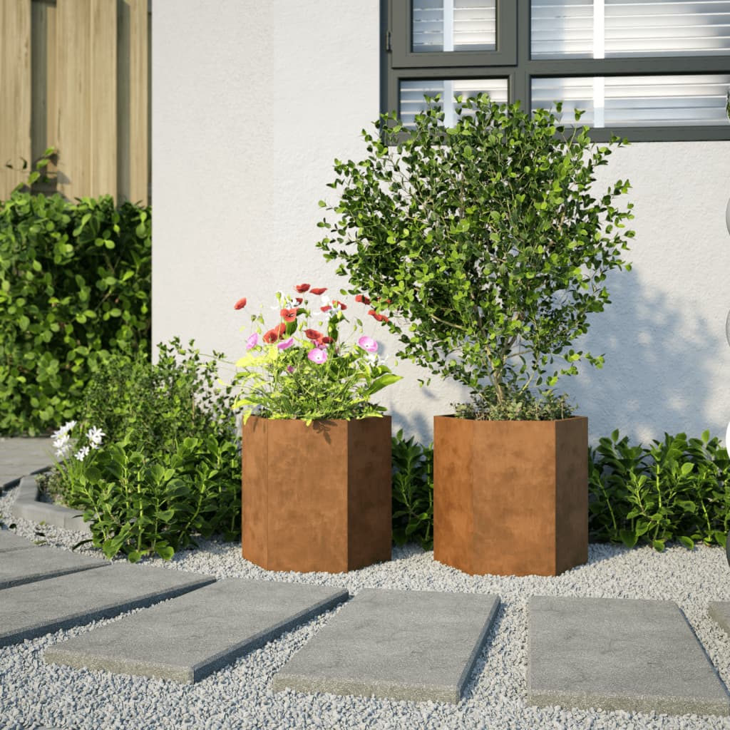 Plant pot 2 pcs. Hexagonal 46x40x45 cm Weatherproof steel