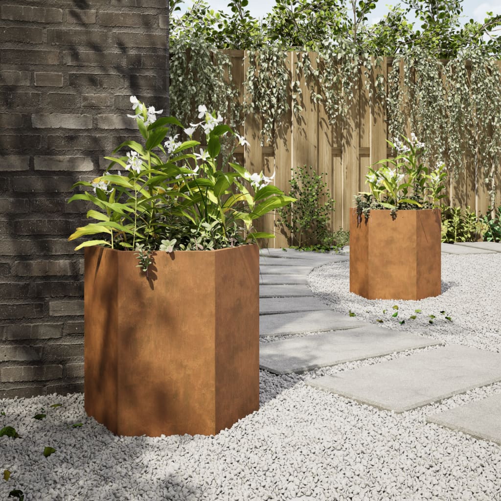 Plant pot 2 pcs. Hexagonal 46x40x45 cm Weatherproof steel