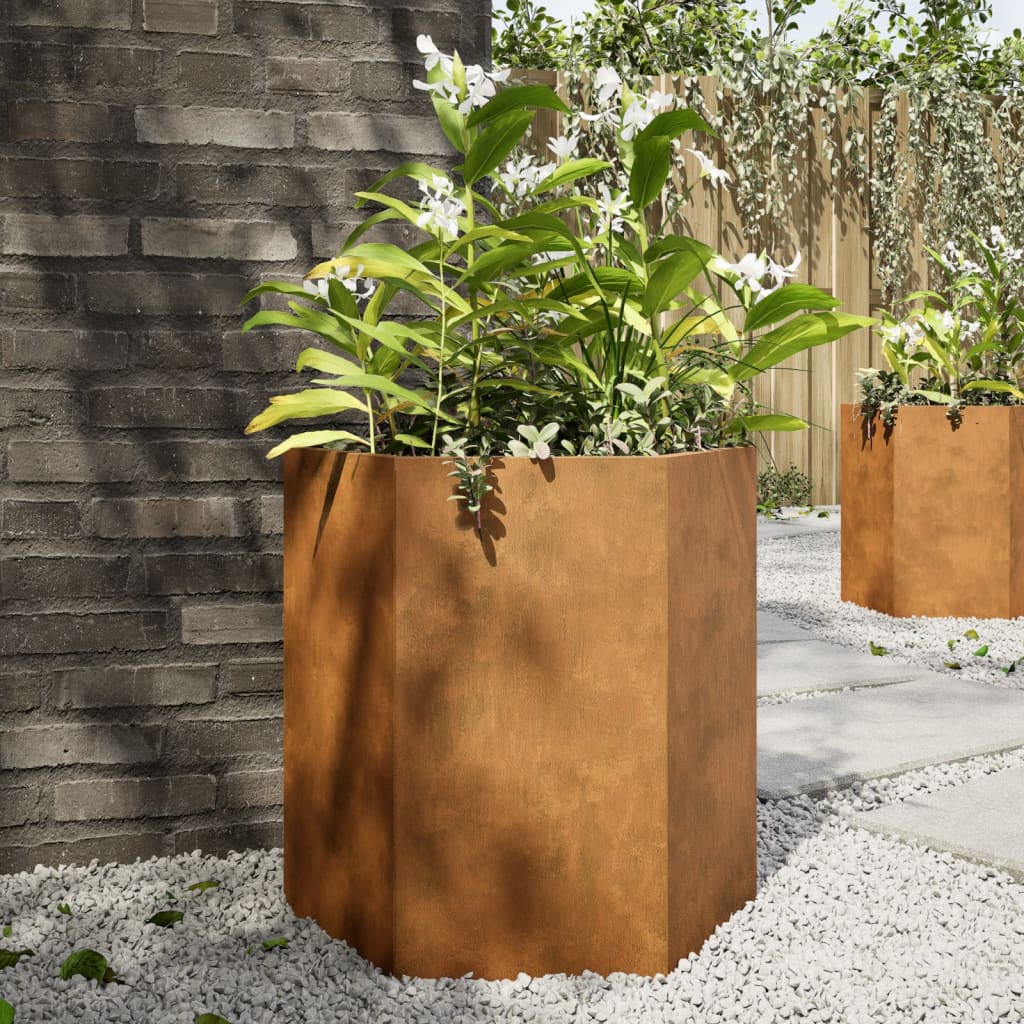 Plant pot 2 pcs. Hexagonal 46x40x45 cm Weatherproof steel